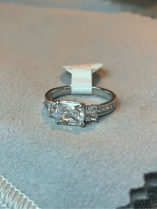 Bomb Party Jewelry - Sterling Silver Three-Stone White Cubic Zirconia Ring